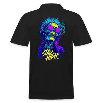 Stay High Skull – Psychedelic Neon Zombie - Men's Polo Shirt - black - Back - Kai (181cm)