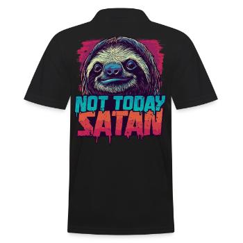 Not Today Satan Faultier – Lustiger Spruch - Männer Poloshirt - Schwarz - Hinten - Kai (181cm)