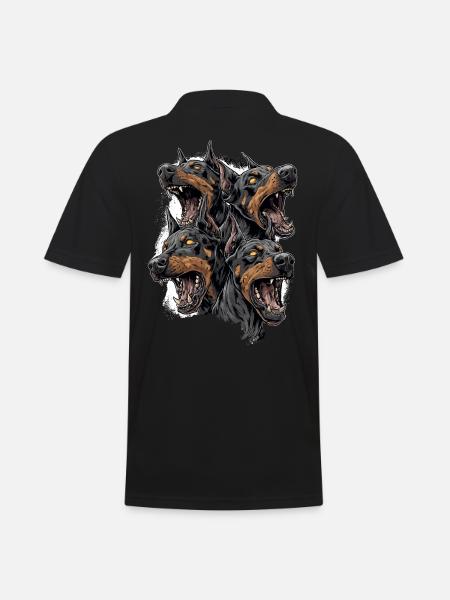 Cerberus Angry Dobermans – Aggressive Dogs - Men's Polo Shirt - black