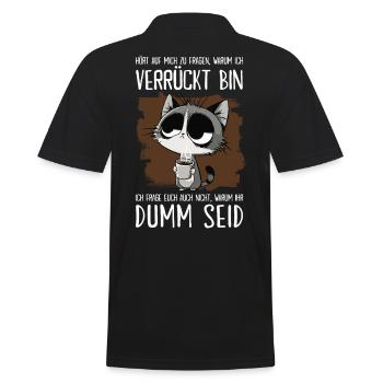 Sarkastischer Katzen Spruch für Morgenmuffel - Männer Poloshirt - Schwarz - Hinten - Kai (181cm)