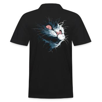 Torn Cheshire Cat – Dark Nightmare Gaze - Men's Polo Shirt - black - Back - Kai (181cm)