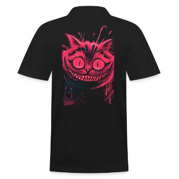 Cheshire Cat Neon – dark crazy cat art - Men's Polo Shirt - black - Back - Kai (181cm)