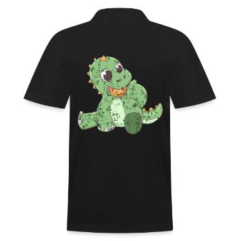 Dino Fantasy Retro Vintage Style - Männer Poloshirt - Schwarz - Hinten - Kai (181cm)