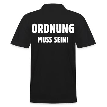 Ordnung Muss Sein! (Spruch / Sprüche) - Männer Poloshirt - Schwarz - Hinten - Kai (181cm)