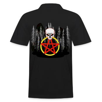 Pentagram Forest Wilderness Skull Horror Satanic - Men's Polo Shirt - black - Back - Kai (181cm)