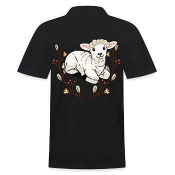 Sommer Blumen Schaf Lamm Hammel Schafbock Kinder - Männer Poloshirt - Schwarz - Hinten - Kai (181cm)