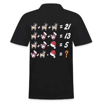 Ugly Xmas, Weihnachten, Mathematik, Aufgabe Mathe - Männer Poloshirt - Schwarz - Hinten - Kai (181cm)