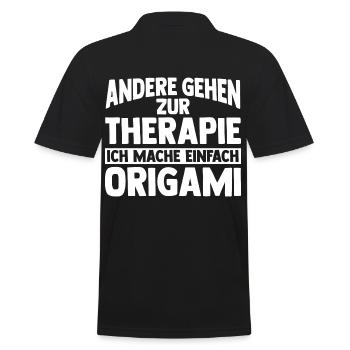 Andere gehen zur Therapie ich mache einfach Origam - Männer Poloshirt - Schwarz - Hinten - Kai (181cm)