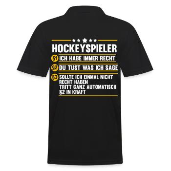 Eishockey Hockeyspieler Hockey - Männer Poloshirt - Schwarz - Hinten - Kai (181cm)
