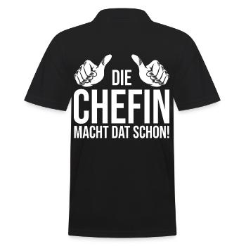 Arbeit Kollegen Büro Teamleiter Führungskraft Chef - Männer Poloshirt - Schwarz - Hinten - Kai (181cm)