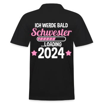 Werdende Schwester 2024 - Männer Poloshirt - Schwarz - Hinten - Kai (181cm)