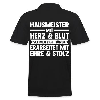 Hauswart Haustechniker Hausmeister - Männer Poloshirt - Schwarz - Hinten - Kai (181cm)