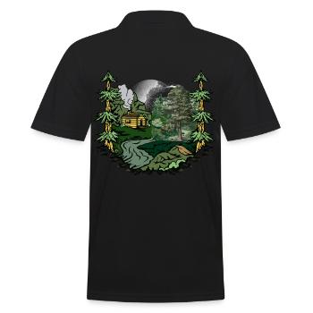 forêt, cabane, nature, habitant de la forêt, amoureux de la nature, alpage - Polo Homme - noir - Dos - Kai (181cm)
