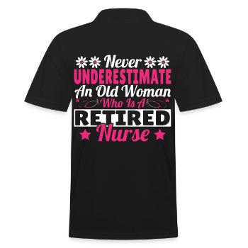 Never underestimate an old woman who has a - Men's Polo Shirt - black - Back - Kai (181cm)