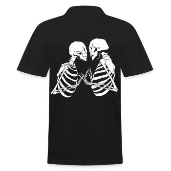 Skeleton Love Valentine's Day Relationship Forever Death - Men's Polo Shirt - black - Back - Kai (181cm)