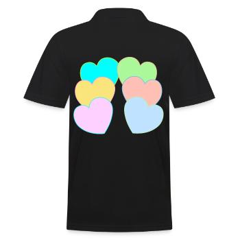 Herz Herzen Retro Vintage 80 er Liebe Romantik - Männer Poloshirt - Schwarz - Hinten - Kai (181cm)