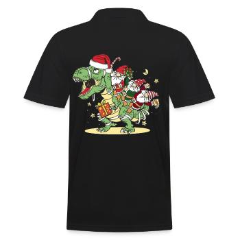 Noël, Dino, Noël, Trex Dinosaures, Gnomes - Polo Homme - noir - Dos - Kai (181cm)