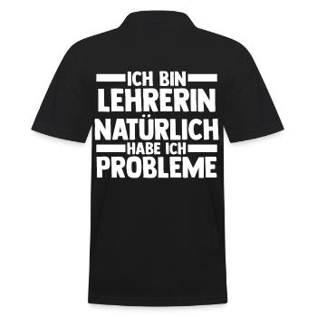 Schullehrerin Lehrerin - Männer Poloshirt - Schwarz - Hinten - Kai (181cm)
