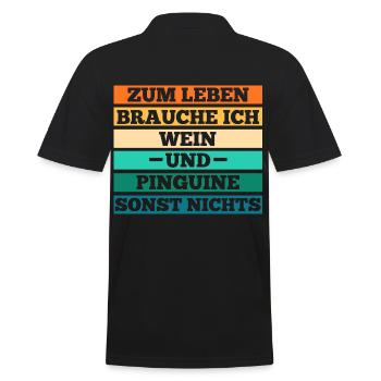 Wein Pinguin - Männer Poloshirt - Schwarz - Hinten - Kai (181cm)