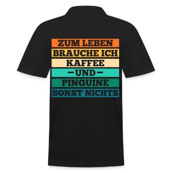 Kaffee Pinguin - Männer Poloshirt - Schwarz - Hinten - Kai (181cm)