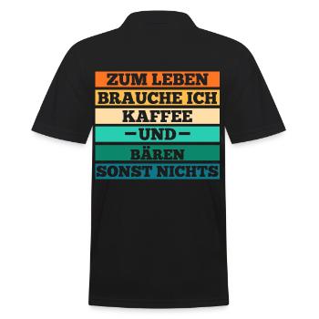 Kaffee Braunbär Bär - Männer Poloshirt - Schwarz - Hinten - Kai (181cm)