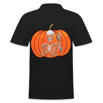 Kürbis Oktober Geist Spuk Halloween Skelett - Männer Poloshirt - Schwarz - Hinten - Kai (181cm)