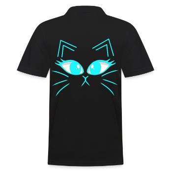 Cat Cats Kitten Cat Face - Men's Polo Shirt - black - Back - Kai (181cm)