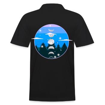 Wald Natur Mondphase Mond mystisch - Männer Poloshirt - Schwarz - Hinten - Kai (181cm)