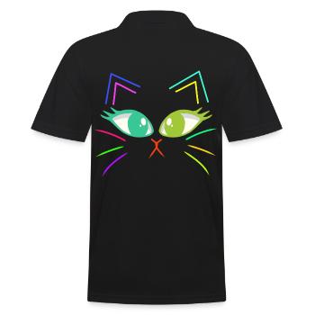 Chats Chat Chat Visage Rétro Années 80 Années 90 - Polo Homme - noir - Dos - Kai (181cm)
