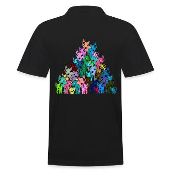 Cats Cats Cats in colorful color patterns Children - Men's Polo Shirt - black - Back - Kai (181cm)