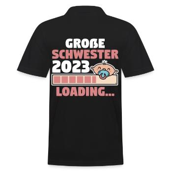Schwester 2023 Schwanger Werdende Schwester - Männer Poloshirt - Schwarz - Hinten - Kai (181cm)