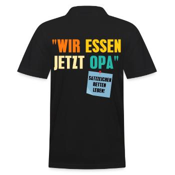 Wir essen jetzt Opa - Männer Poloshirt - Schwarz - Hinten - Kai (181cm)