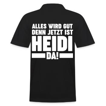 Vorname Heidi - Männer Poloshirt - Schwarz - Hinten - Kai (181cm)