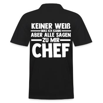 Arbeit Kollegen Büro Teamleiter Führungskraft Chef - Männer Poloshirt - Schwarz - Hinten - Kai (181cm)