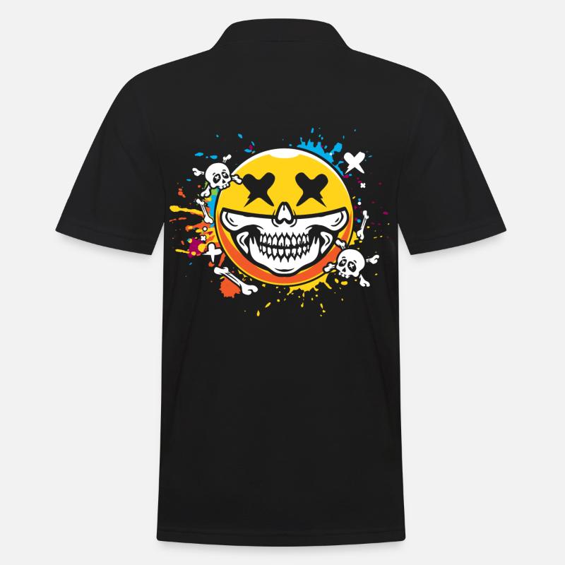 Smiley skull - Männer Poloshirt - Schwarz