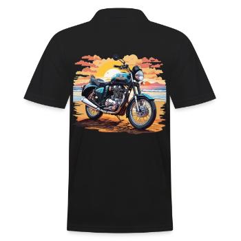 Vintage Motorrad Sonnenuntergang Retro Bike Design - Männer Poloshirt - Schwarz - Hinten - Kai (181cm)