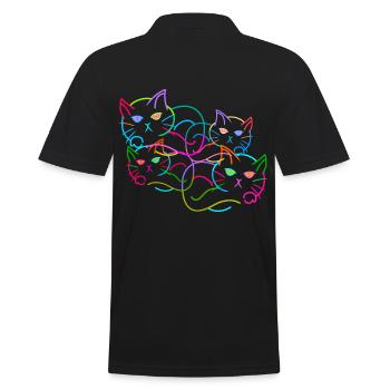 Regenbogen Katze Katzen Kätzchen Retro - Männer Poloshirt - Schwarz - Hinten - Kai (181cm)
