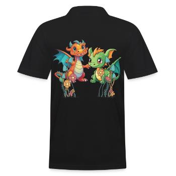 Dragon Dragon Kids Child Mythical Creature - Men's Polo Shirt - black - Back - Kai (181cm)