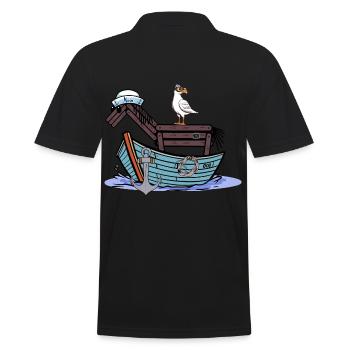 Horse Sailor Adventure Travel Boat Child Kids - Men's Polo Shirt - black - Back - Kai (181cm)