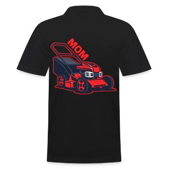 Lawn mower mother mom protects child - Men's Polo Shirt - black - Back - Kai (181cm)