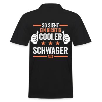 Cooler Schwager - Männer Poloshirt - Schwarz - Hinten - Kai (181cm)