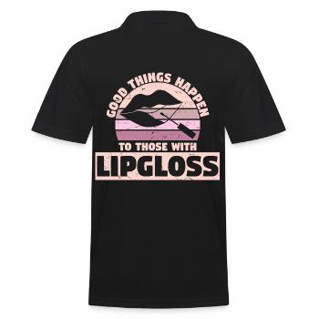 I Can Take On The World But First Lipstick - Men's Polo Shirt - black - Back - Kai (181cm)