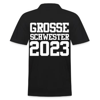 Schwester 2023 Schwanger Werdende Schwester - Männer Poloshirt - Schwarz - Hinten - Kai (181cm)
