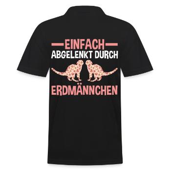 Einfach abgelenkt durch Erdmännchen - Männer Poloshirt - Schwarz - Hinten - Kai (181cm)