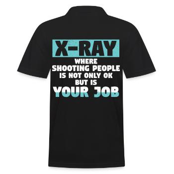 X-Ray Where Shooting People Is Not Only Ok - Männer Poloshirt - Schwarz - Hinten - Kai (181cm)