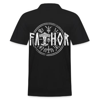 Fathor Papa Wikinger Vater Krieger Thor Spruch - Männer Poloshirt - Schwarz - Hinten - Kai (181cm)