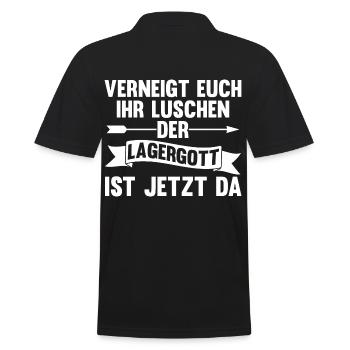 Lagergott Gabelstapler Logistiker Lagerist Stapler - Männer Poloshirt - Schwarz - Hinten - Kai (181cm)