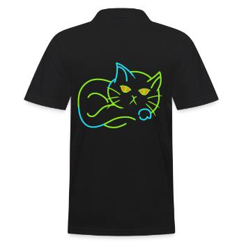 Vintage Chat Rétro Maison Tigre Fatigué - Polo Homme - noir - Dos - Kai (181cm)