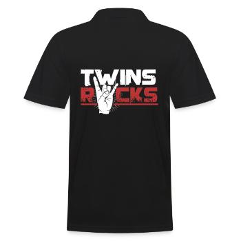 Twins Rocken Zwillinge rocken - Männer Poloshirt - Schwarz - Hinten - Kai (181cm)