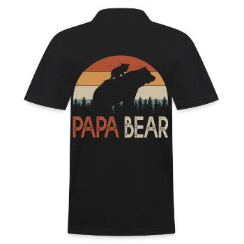 dad bear gift humor dad Dad's birthday - Men's Polo Shirt - black - Back - Kai (181cm)